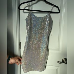 Silver sequin dress